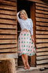 Pink Mesh Embroidered Midi Skirt